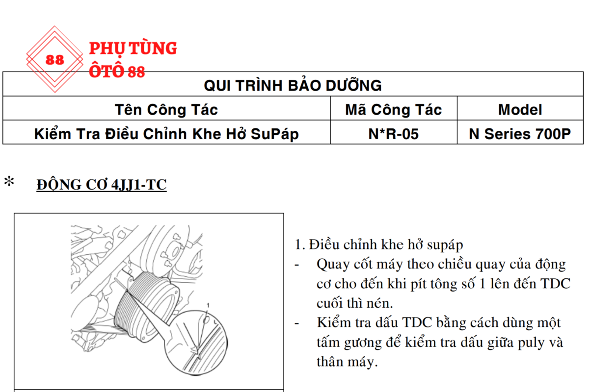 Bảo dưỡng định kỳ xe Isuzu NMR 4JJ1